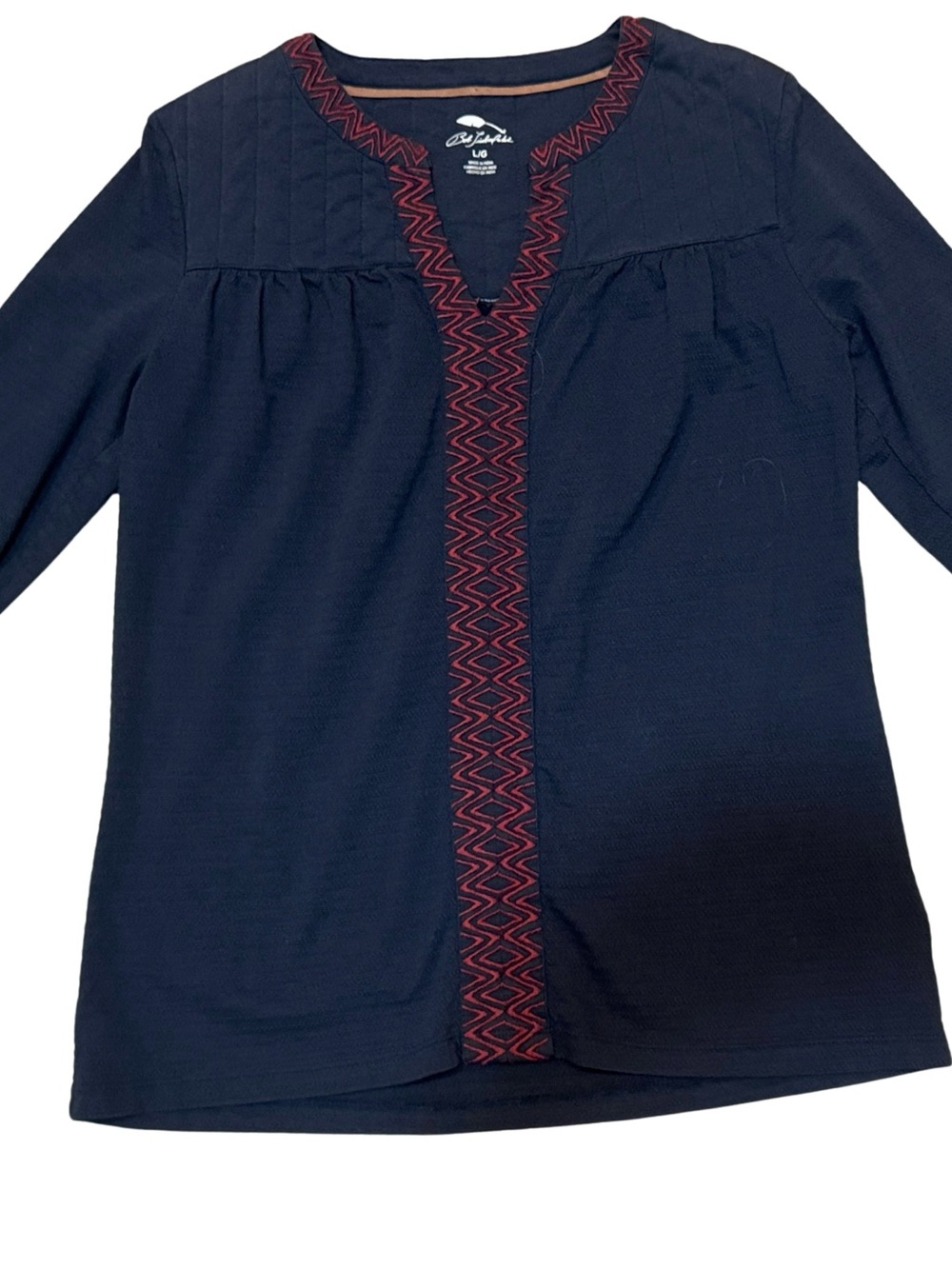 Women’s Navy Tunic with Red Zigzag Trim